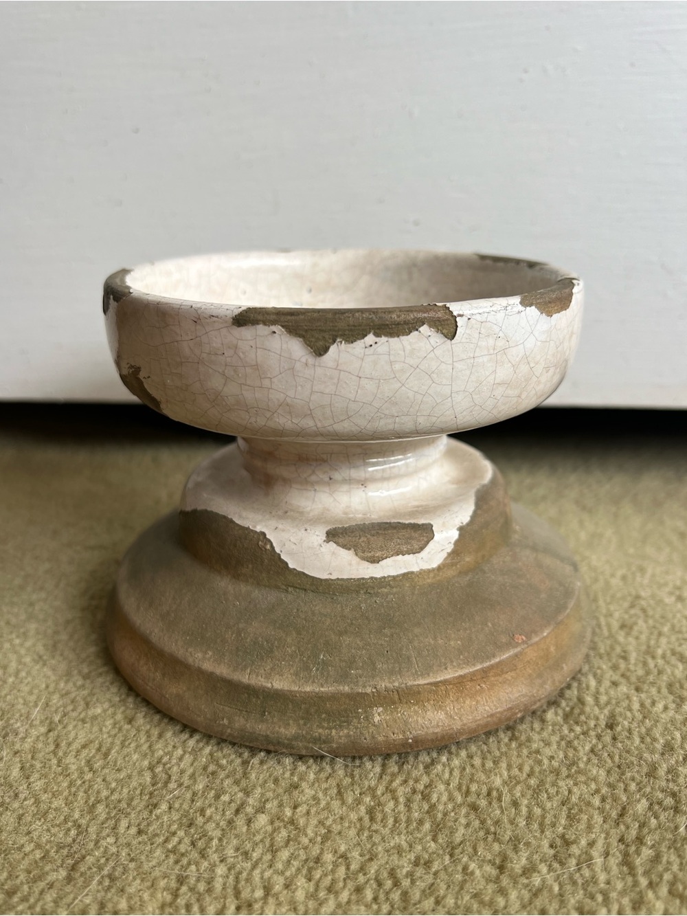 Pottery Barn Tuscan Glaze Terra Cotta Pillar Candle Holder - White/Natural - Picture 3 of 7